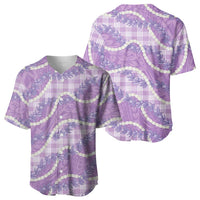 Purple Hawaii Palaka Honohono Pikake Baseball Jersey Hawaiian Orchid Lei Polynesian Pattern - Polynesian Pride
