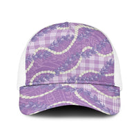 Purple Hawaii Palaka Honohono Pikake Baseball Net Cap Hawaiian Orchid Lei Polynesian Pattern - Polynesian Pride