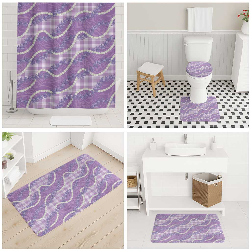 Purple Hawaii Palaka Honohono Pikake Bathroom Set Hawaiian Orchid Lei Polynesian Pattern - Polynesian Pride