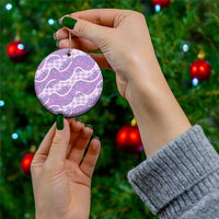 Purple Hawaii Palaka Honohono Pikake Ceramic Ornament Hawaiian Orchid Lei Polynesian Pattern - Polynesian Pride
