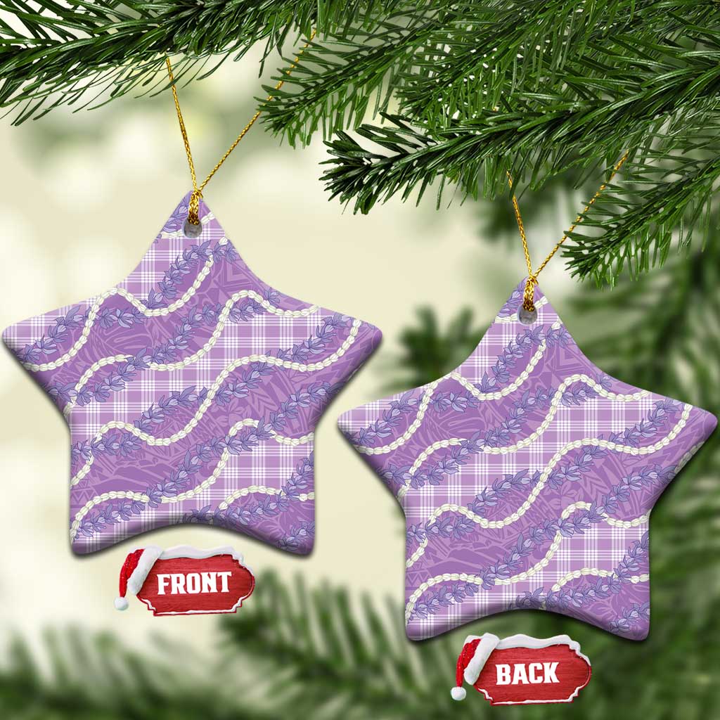 Purple Hawaii Palaka Honohono Pikake Ceramic Ornament Hawaiian Orchid Lei Polynesian Pattern - Polynesian Pride