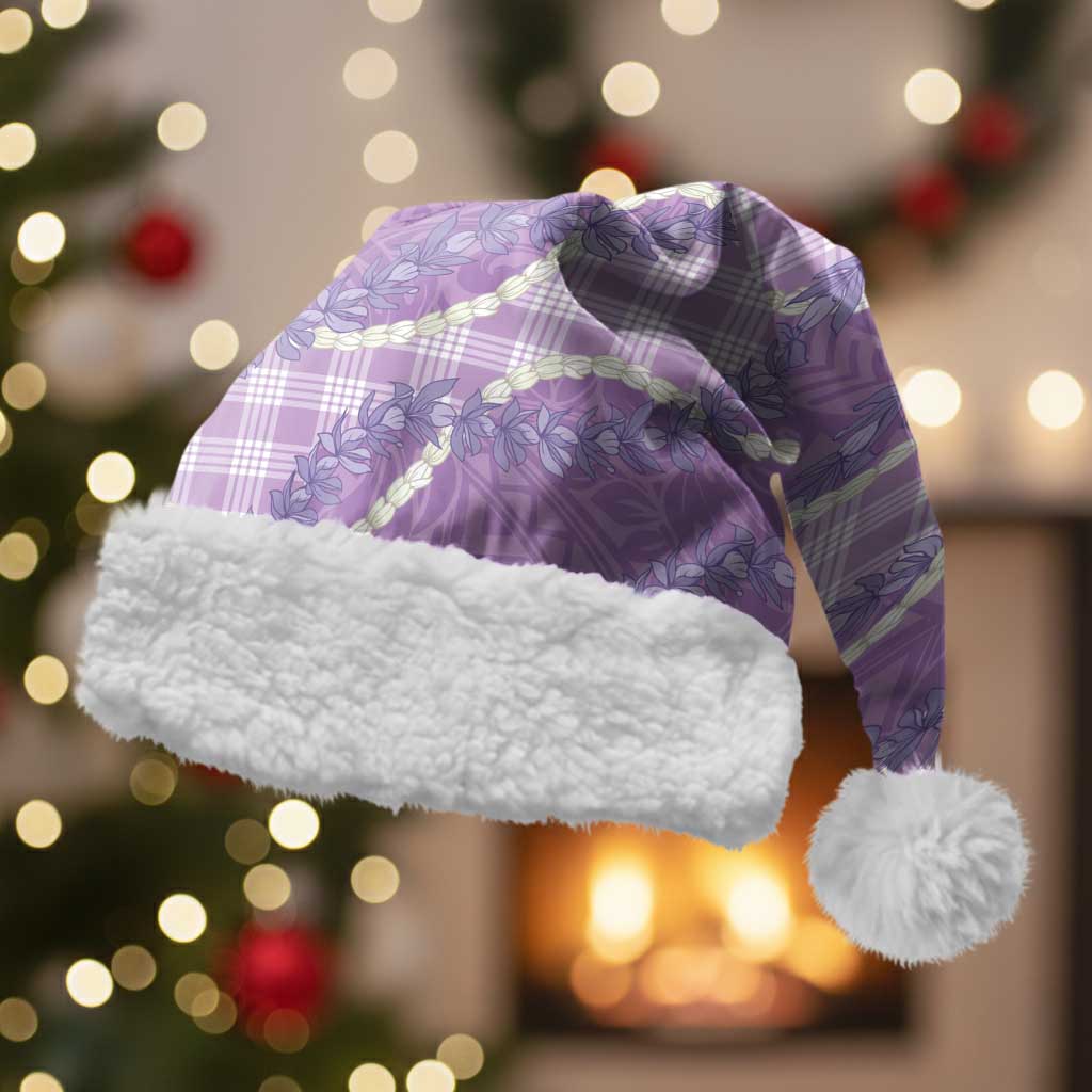 Purple Hawaii Palaka Honohono Pikake Christmas Santa Hat Hawaiian Orchid Lei Polynesian Pattern LT14 With Fur Purple - Polynesian Pride
