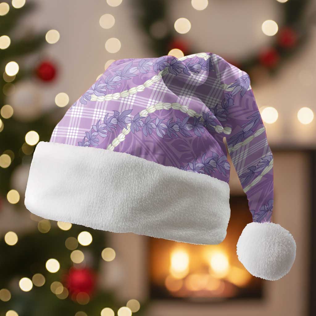 Purple Hawaii Palaka Honohono Pikake Christmas Santa Hat Hawaiian Orchid Lei Polynesian Pattern LT14 Without Fur Purple - Polynesian Pride
