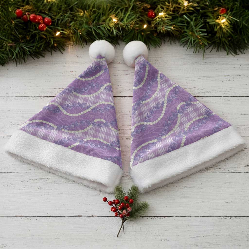 Purple Hawaii Palaka Honohono Pikake Christmas Santa Hat Hawaiian Orchid Lei Polynesian Pattern LT14 - Polynesian Pride