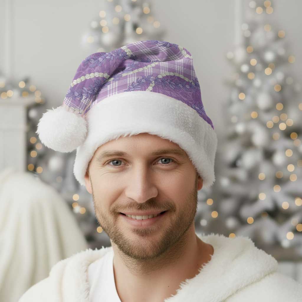 Purple Hawaii Palaka Honohono Pikake Christmas Santa Hat Hawaiian Orchid Lei Polynesian Pattern LT14 - Polynesian Pride