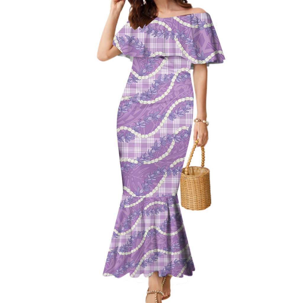 Purple Hawaii Palaka Honohono Pikake Family Matching Mermaid Dress and Hawaiian Shirt Hawaiian Orchid Lei Polynesian Pattern LT14 Purple - Polynesian Pride
