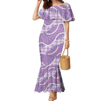 Purple Hawaii Palaka Honohono Pikake Family Matching Mermaid Dress and Hawaiian Shirt Hawaiian Orchid Lei Polynesian Pattern LT14 Purple - Polynesian Pride