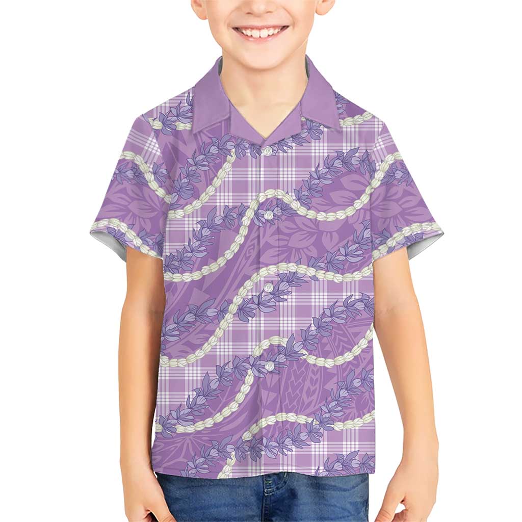 Purple Hawaii Palaka Honohono Pikake Family Matching Mermaid Dress and Hawaiian Shirt Hawaiian Orchid Lei Polynesian Pattern LT14 - Polynesian Pride
