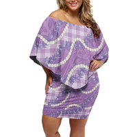 Purple Hawaii Palaka Honohono Pikake Family Matching Off Shoulder Short Dress and Hawaiian Shirt Hawaiian Orchid Lei Polynesian Pattern LT14 Purple - Polynesian Pride