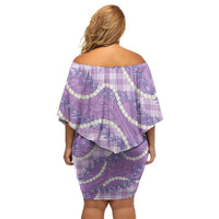 Purple Hawaii Palaka Honohono Pikake Family Matching Off Shoulder Short Dress and Hawaiian Shirt Hawaiian Orchid Lei Polynesian Pattern LT14 - Polynesian Pride