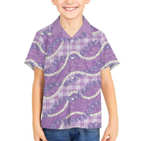 Purple Hawaii Palaka Honohono Pikake Family Matching Puletasi and Hawaiian Shirt Hawaiian Orchid Lei Polynesian Pattern LT14 - Polynesian Pride