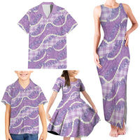 Purple Hawaii Palaka Honohono Pikake Family Matching Tank Maxi Dress and Hawaiian Shirt Hawaiian Orchid Lei Polynesian Pattern LT14 - Polynesian Pride