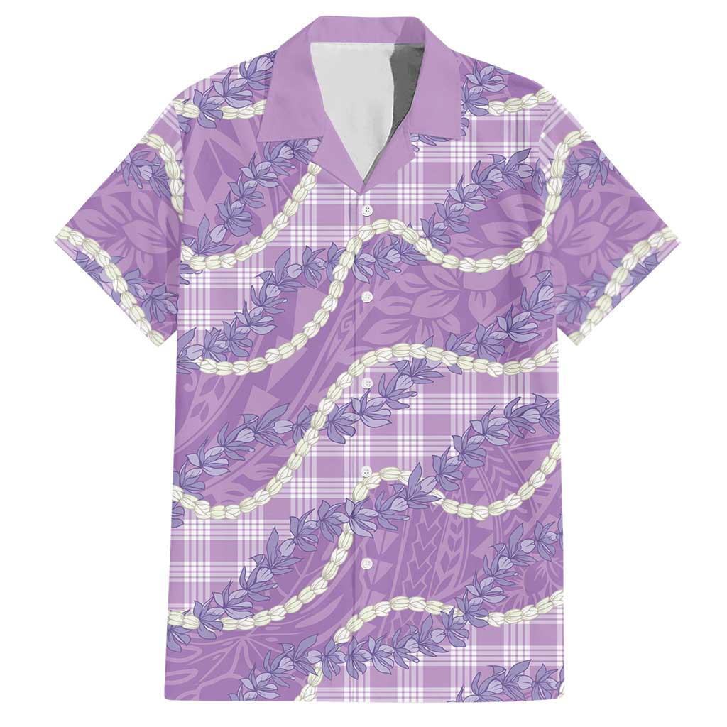 Purple Hawaii Palaka Honohono Pikake Hawaiian Shirt Hawaiian Orchid Lei Polynesian Pattern - Polynesian Pride