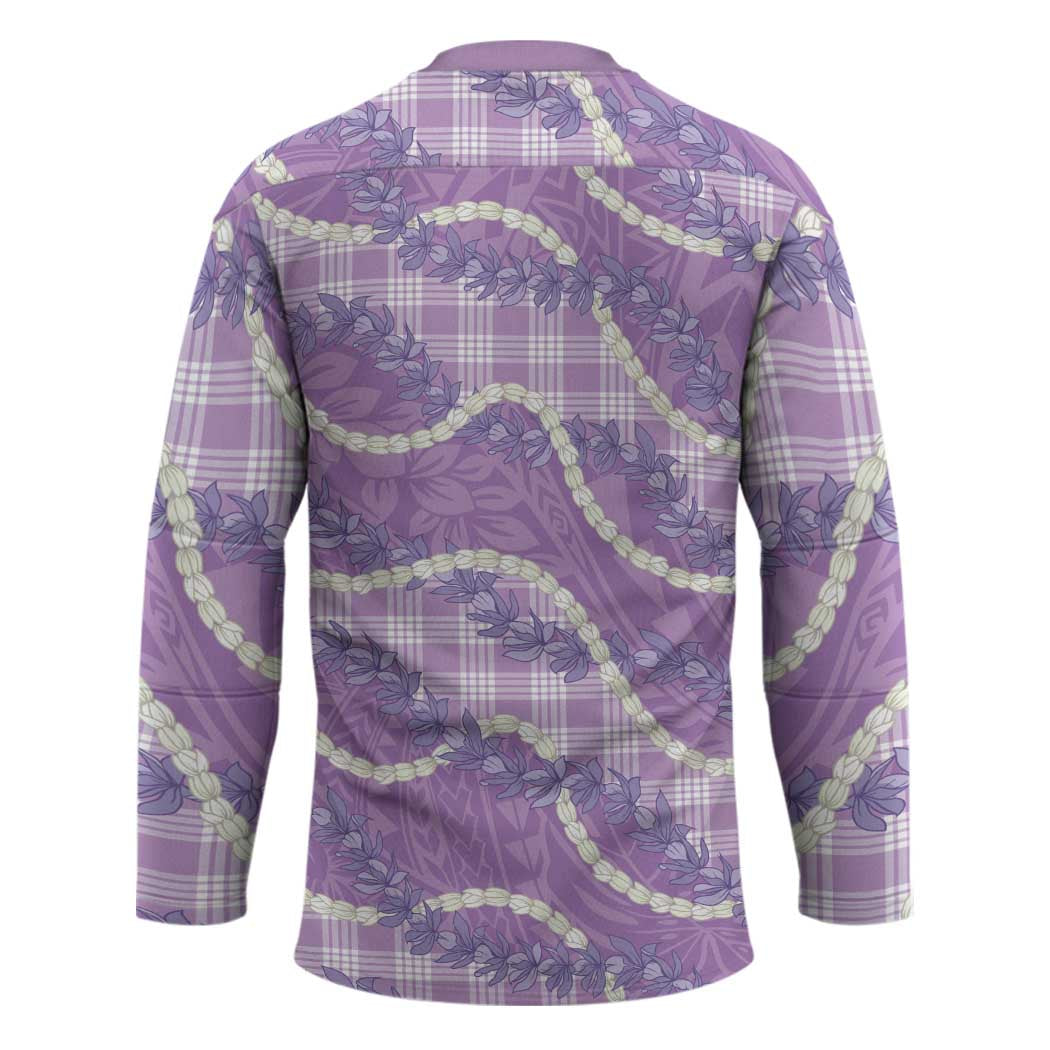 Purple Hawaii Palaka Honohono Pikake Hockey Jersey Hawaiian Orchid Lei Polynesian Pattern - Polynesian Pride