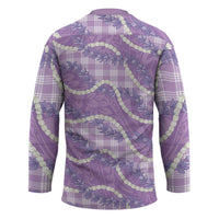 Purple Hawaii Palaka Honohono Pikake Hockey Jersey Hawaiian Orchid Lei Polynesian Pattern - Polynesian Pride