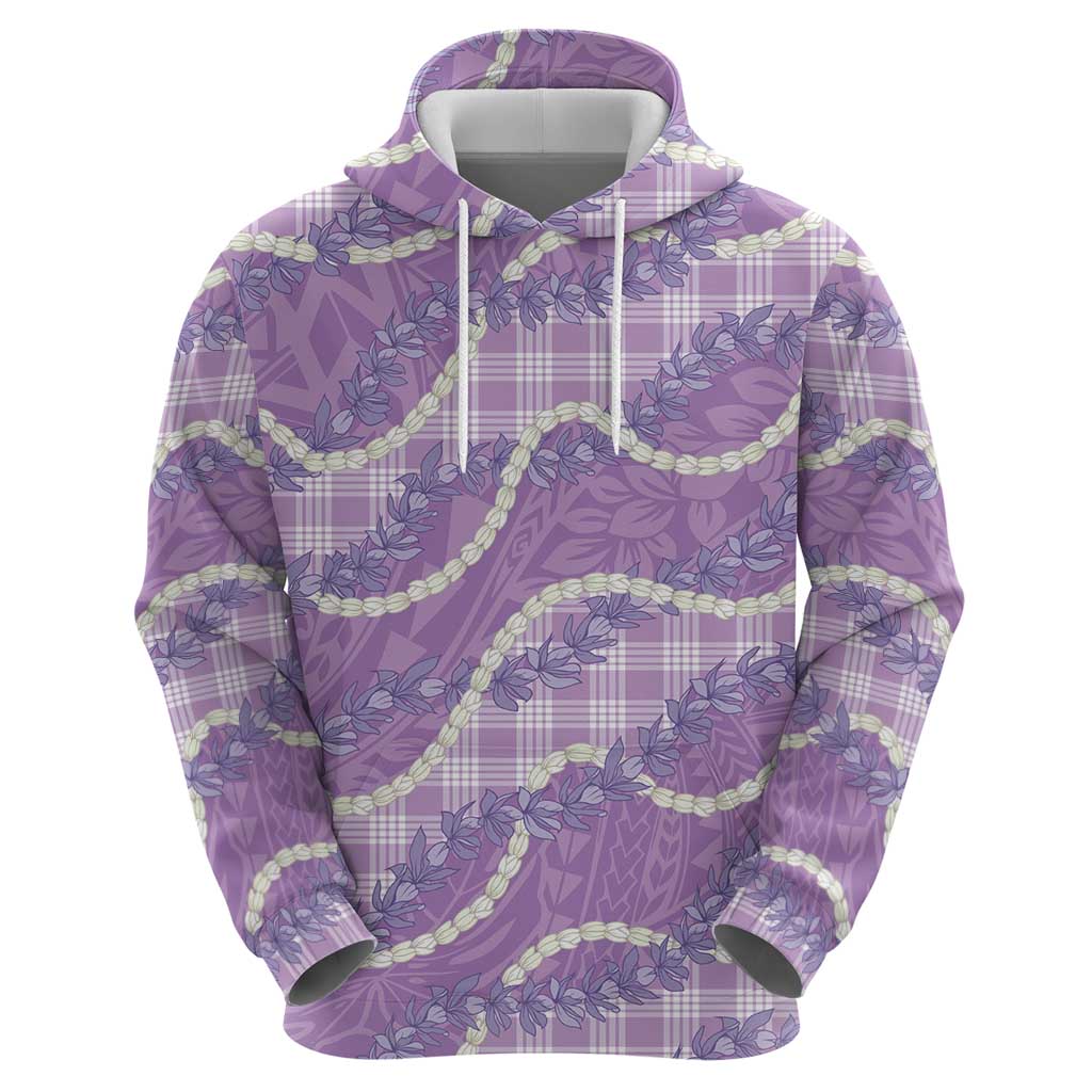 Purple Hawaii Palaka Honohono Pikake Hoodie Hawaiian Orchid Lei Polynesian Pattern - Polynesian Pride