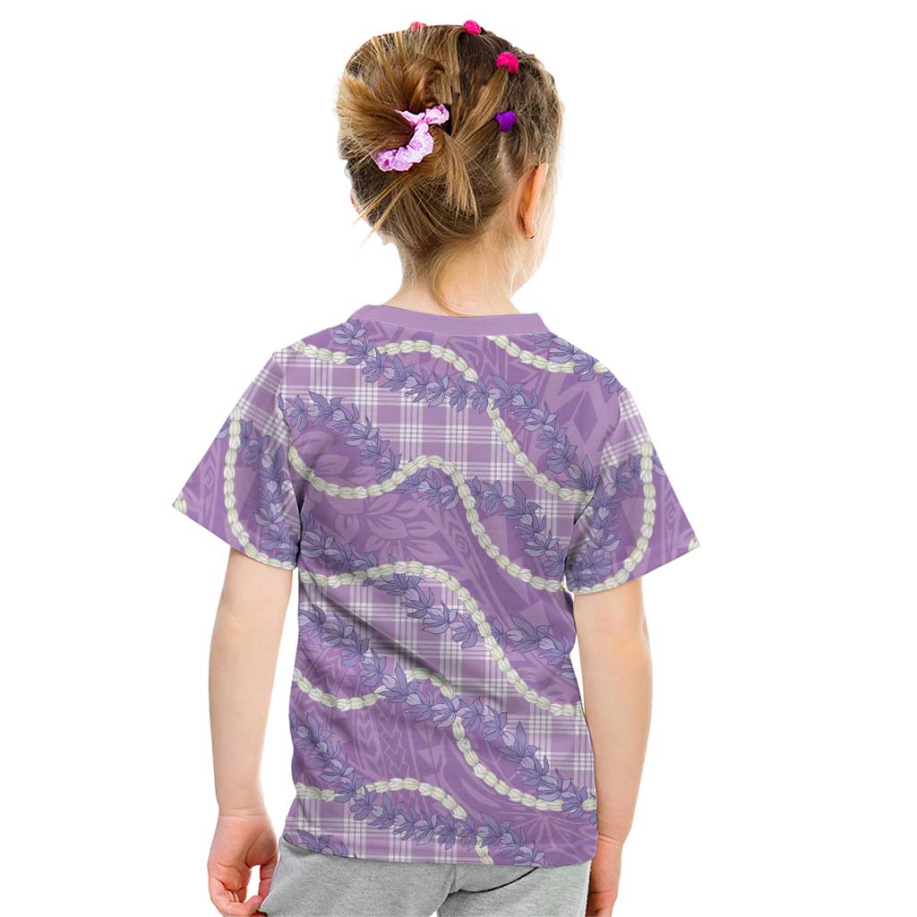 Purple Hawaii Palaka Honohono Pikake Kid T Shirt Hawaiian Orchid Lei Polynesian Pattern LT14 - Polynesian Pride