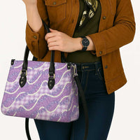 Purple Hawaii Palaka Honohono Pikake Leather Bag Hawaiian Orchid Lei Polynesian Pattern - Polynesian Pride