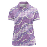 Purple Hawaii Palaka Honohono Pikake Women Polo Shirt Hawaiian Orchid Lei Polynesian Pattern - Polynesian Pride