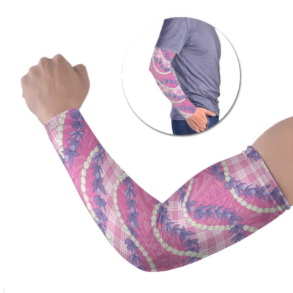 Pink Hawaii Palaka Honohono Pikake Arm Sleeves Hawaiian Orchid Lei Polynesian Pattern - Polynesian Pride