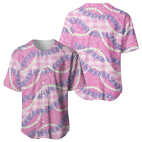 Pink Hawaii Palaka Honohono Pikake Baseball Jersey Hawaiian Orchid Lei Polynesian Pattern - Polynesian Pride