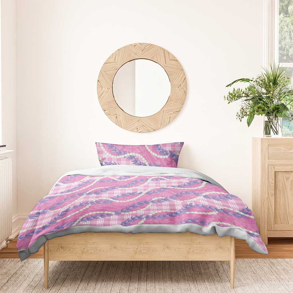 Pink Hawaii Palaka Honohono Pikake Bedding Set Hawaiian Orchid Lei Polynesian Pattern - Polynesian Pride