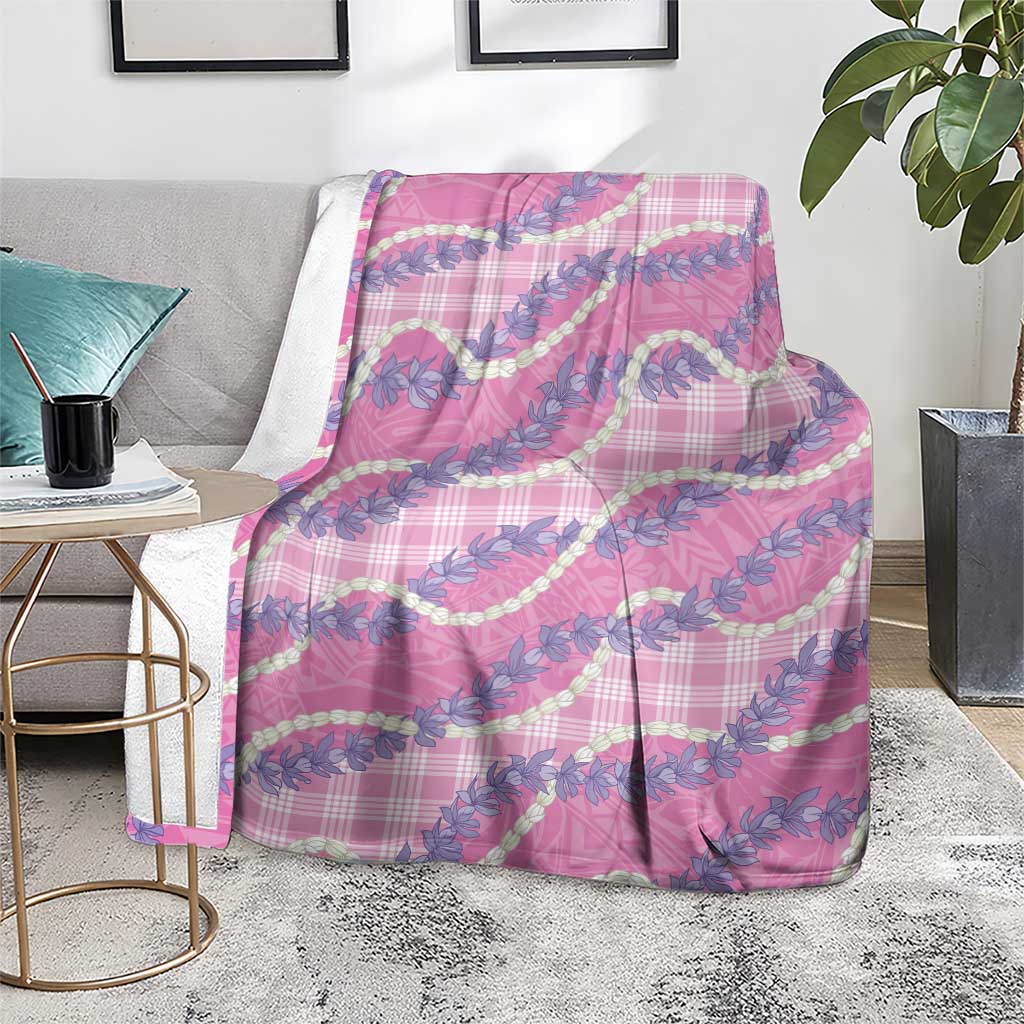 Pink Hawaii Palaka Honohono Pikake Blanket Hawaiian Orchid Lei Polynesian Pattern - Polynesian Pride