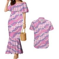Pink Hawaii Palaka Honohono Pikake Couples Matching Mermaid Dress and Hawaiian Shirt Hawaiian Orchid Lei Polynesian Pattern LT14 Pink - Polynesian Pride