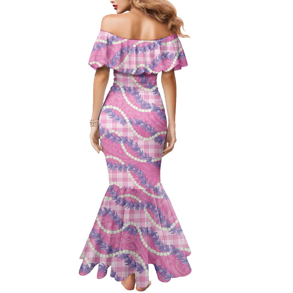 Pink Hawaii Palaka Honohono Pikake Family Matching Mermaid Dress and Hawaiian Shirt Hawaiian Orchid Lei Polynesian Pattern LT14 - Polynesian Pride