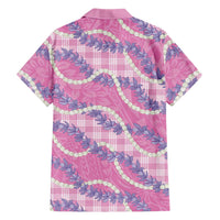 Pink Hawaii Palaka Honohono Pikake Family Matching Off Shoulder Short Dress and Hawaiian Shirt Hawaiian Orchid Lei Polynesian Pattern LT14 - Polynesian Pride