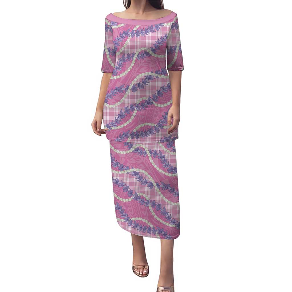 Pink Hawaii Palaka Honohono Pikake Family Matching Puletasi and Hawaiian Shirt Hawaiian Orchid Lei Polynesian Pattern LT14 Pink - Polynesian Pride