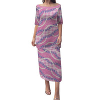 Pink Hawaii Palaka Honohono Pikake Family Matching Puletasi and Hawaiian Shirt Hawaiian Orchid Lei Polynesian Pattern LT14 Pink - Polynesian Pride