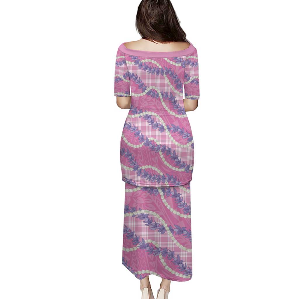 Pink Hawaii Palaka Honohono Pikake Family Matching Puletasi and Hawaiian Shirt Hawaiian Orchid Lei Polynesian Pattern LT14 - Polynesian Pride