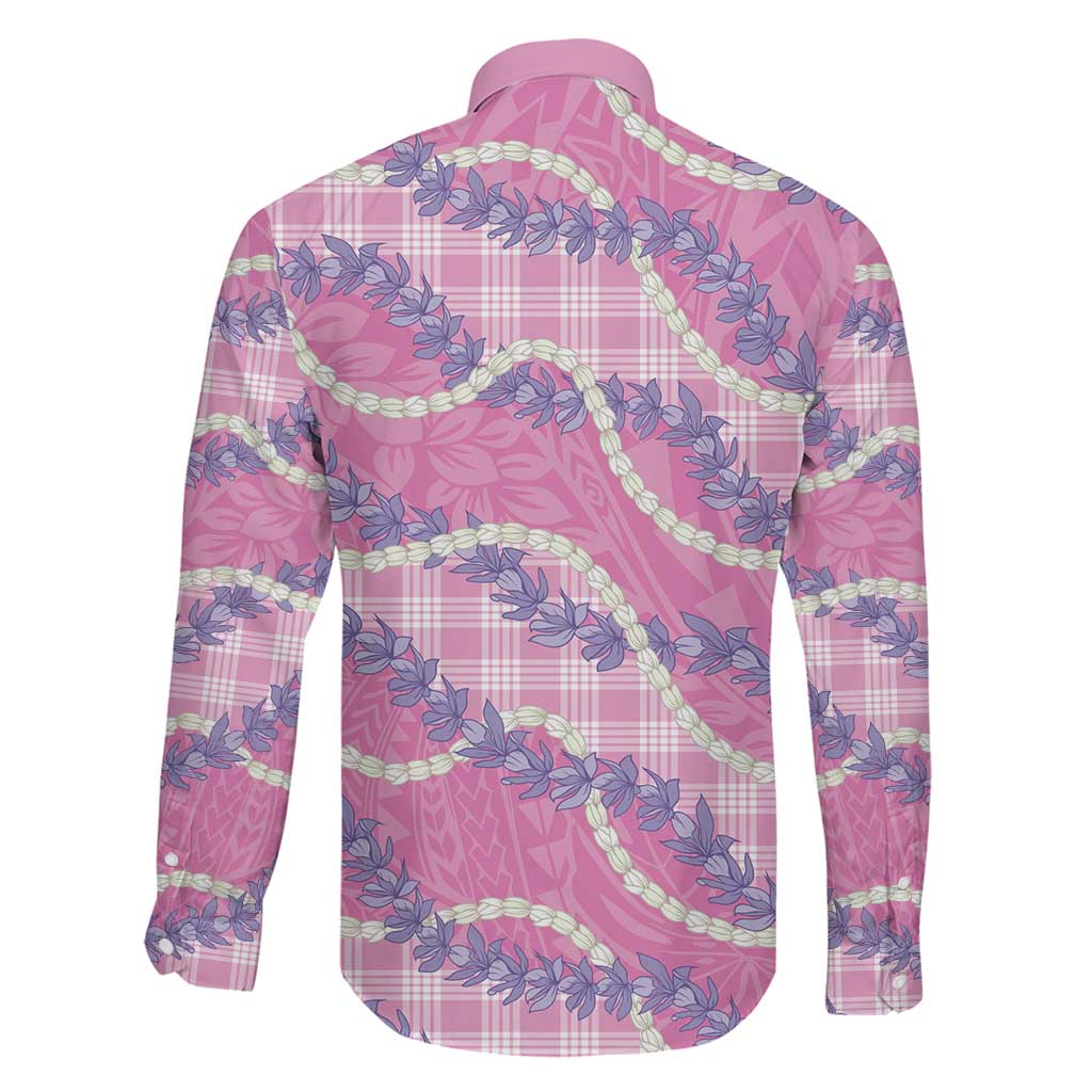 Pink Hawaii Palaka Honohono Pikake Family Matching Short Sleeve Bodycon Dress and Hawaiian Shirt Hawaiian Orchid Lei Polynesian Pattern LT14 - Polynesian Pride