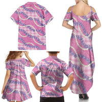 Pink Hawaii Palaka Honohono Pikake Family Matching Summer Maxi Dress and Hawaiian Shirt Hawaiian Orchid Lei Polynesian Pattern LT14 - Polynesian Pride