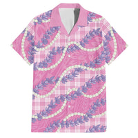 Pink Hawaii Palaka Honohono Pikake Family Matching Summer Maxi Dress and Hawaiian Shirt Hawaiian Orchid Lei Polynesian Pattern LT14 Dad's Shirt - Short Sleeve Pink - Polynesian Pride