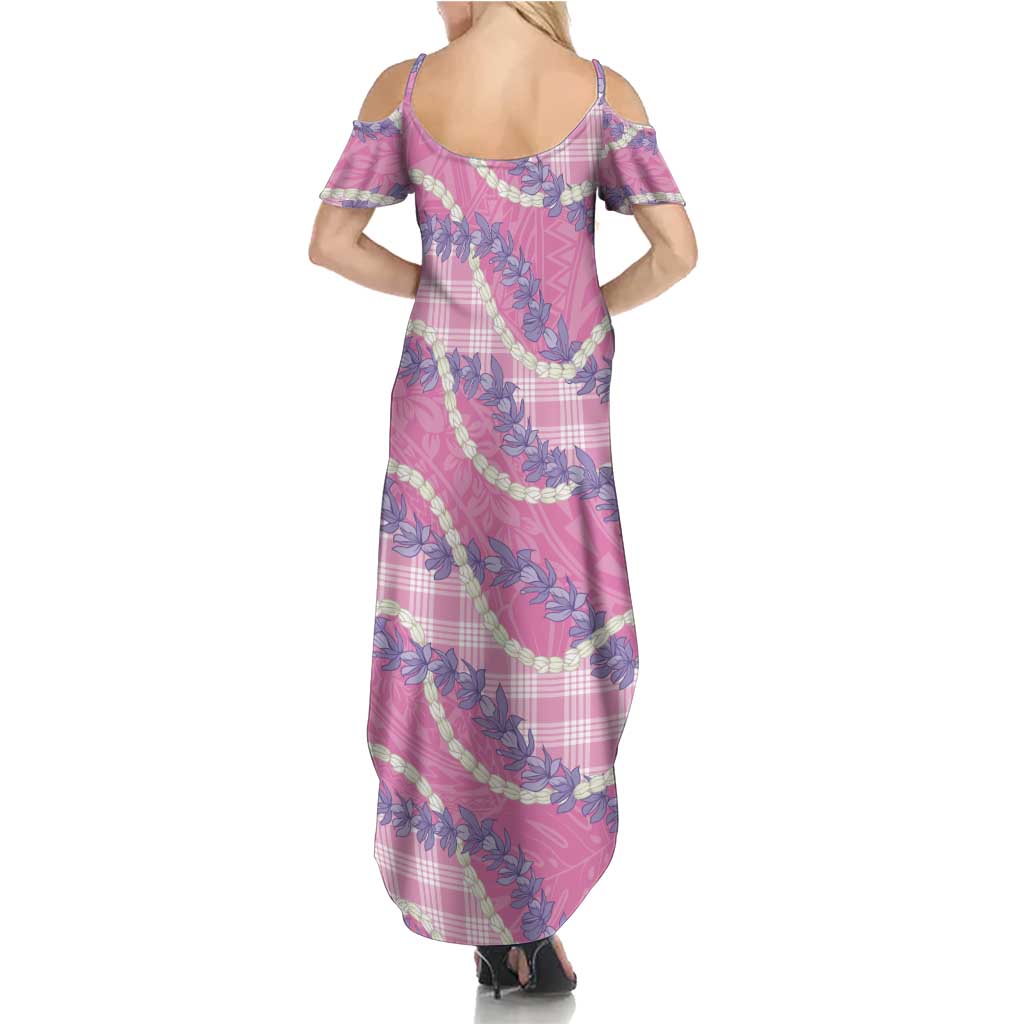 Pink Hawaii Palaka Honohono Pikake Family Matching Summer Maxi Dress and Hawaiian Shirt Hawaiian Orchid Lei Polynesian Pattern LT14 - Polynesian Pride