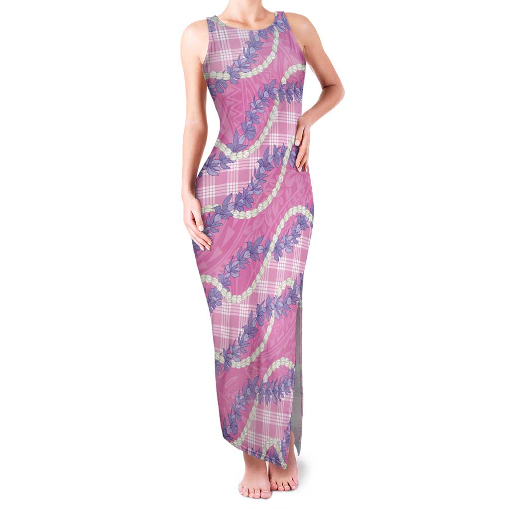Pink Hawaii Palaka Honohono Pikake Family Matching Tank Maxi Dress and Hawaiian Shirt Hawaiian Orchid Lei Polynesian Pattern LT14 Pink - Polynesian Pride