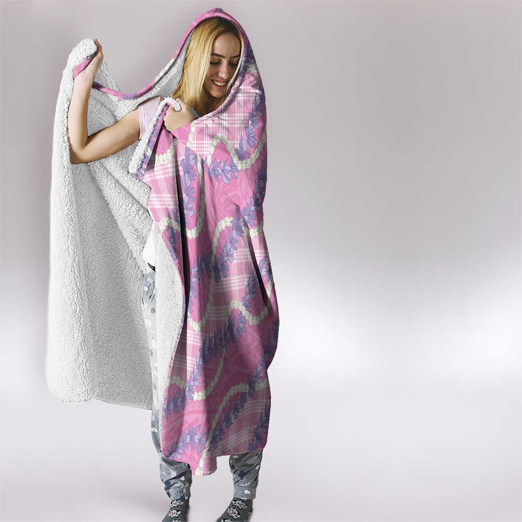 Pink Hawaii Palaka Honohono Pikake Hooded Blanket Hawaiian Orchid Lei Polynesian Pattern - Polynesian Pride