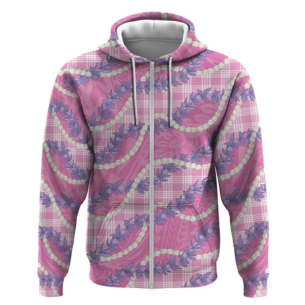 Pink Hawaii Palaka Honohono Pikake Hoodie Hawaiian Orchid Lei Polynesian Pattern - Polynesian Pride