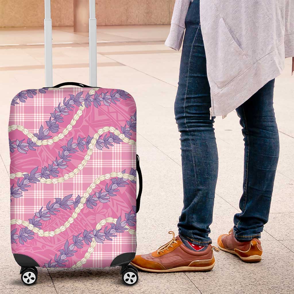 Pink Hawaii Palaka Honohono Pikake Luggage Cover Hawaiian Orchid Lei Polynesian Pattern - Polynesian Pride