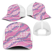 Pink Hawaii Palaka Honohono Pikake Mesh Trucker Cap Hawaiian Orchid Lei Polynesian Pattern - Polynesian Pride