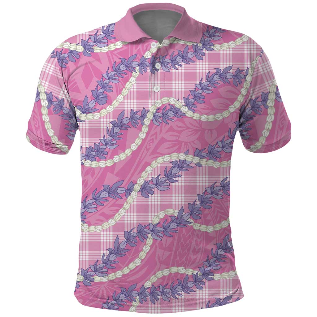 Pink Hawaii Palaka Honohono Pikake Polo Shirt Hawaiian Orchid Lei Polynesian Pattern - Polynesian Pride