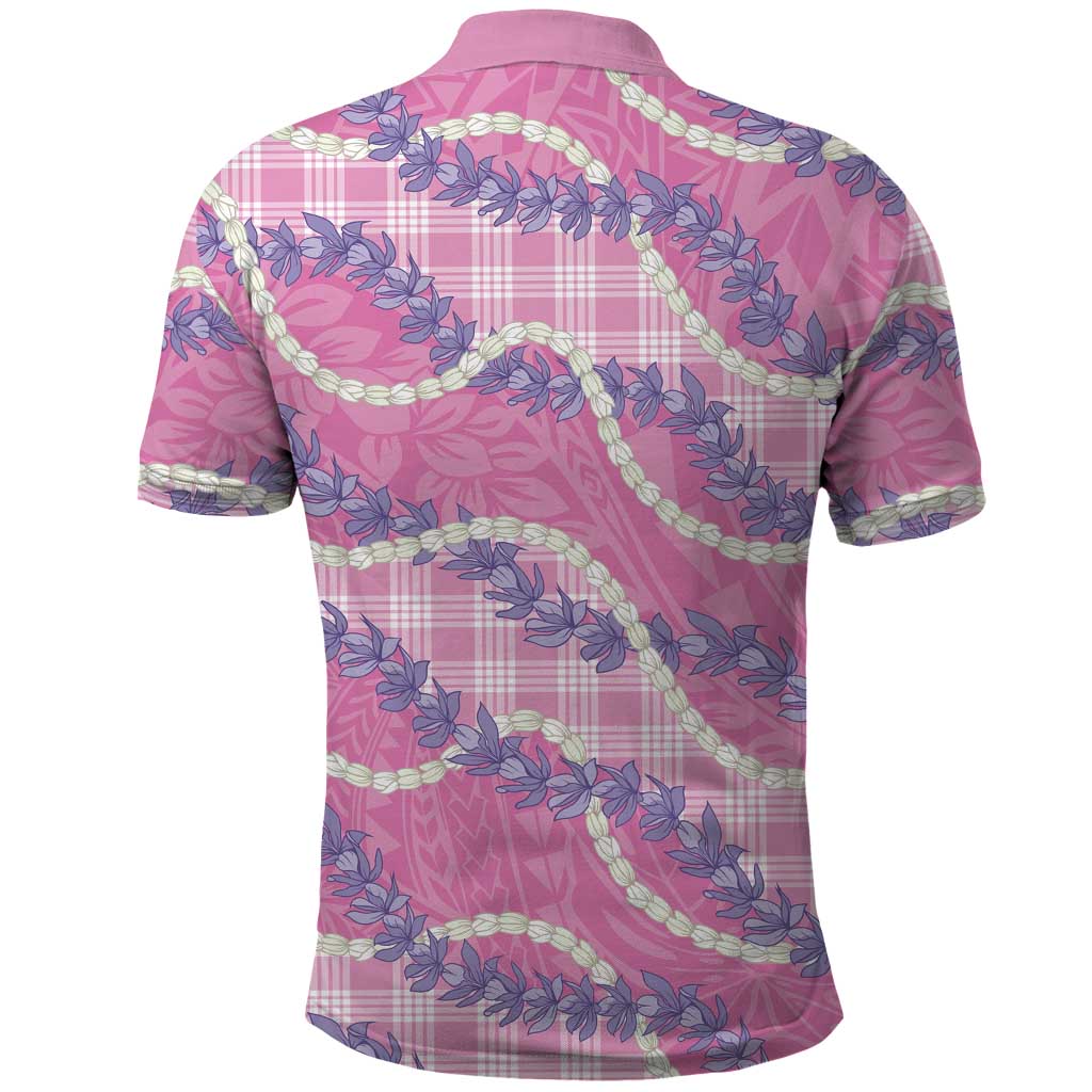 Pink Hawaii Palaka Honohono Pikake Polo Shirt Hawaiian Orchid Lei Polynesian Pattern - Polynesian Pride