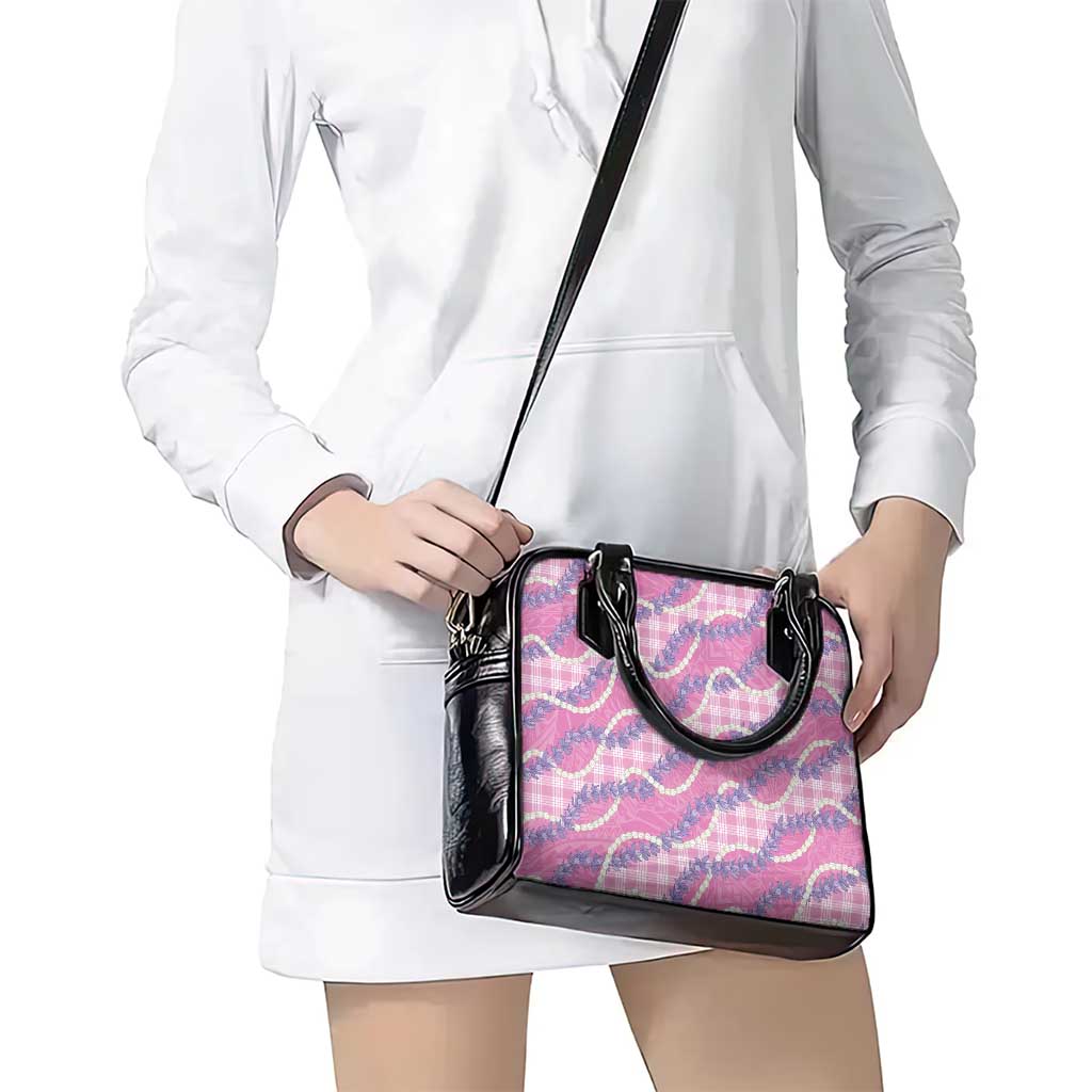 Pink Hawaii Palaka Honohono Pikake Shoulder Handbag Hawaiian Orchid Lei Polynesian Pattern - Polynesian Pride