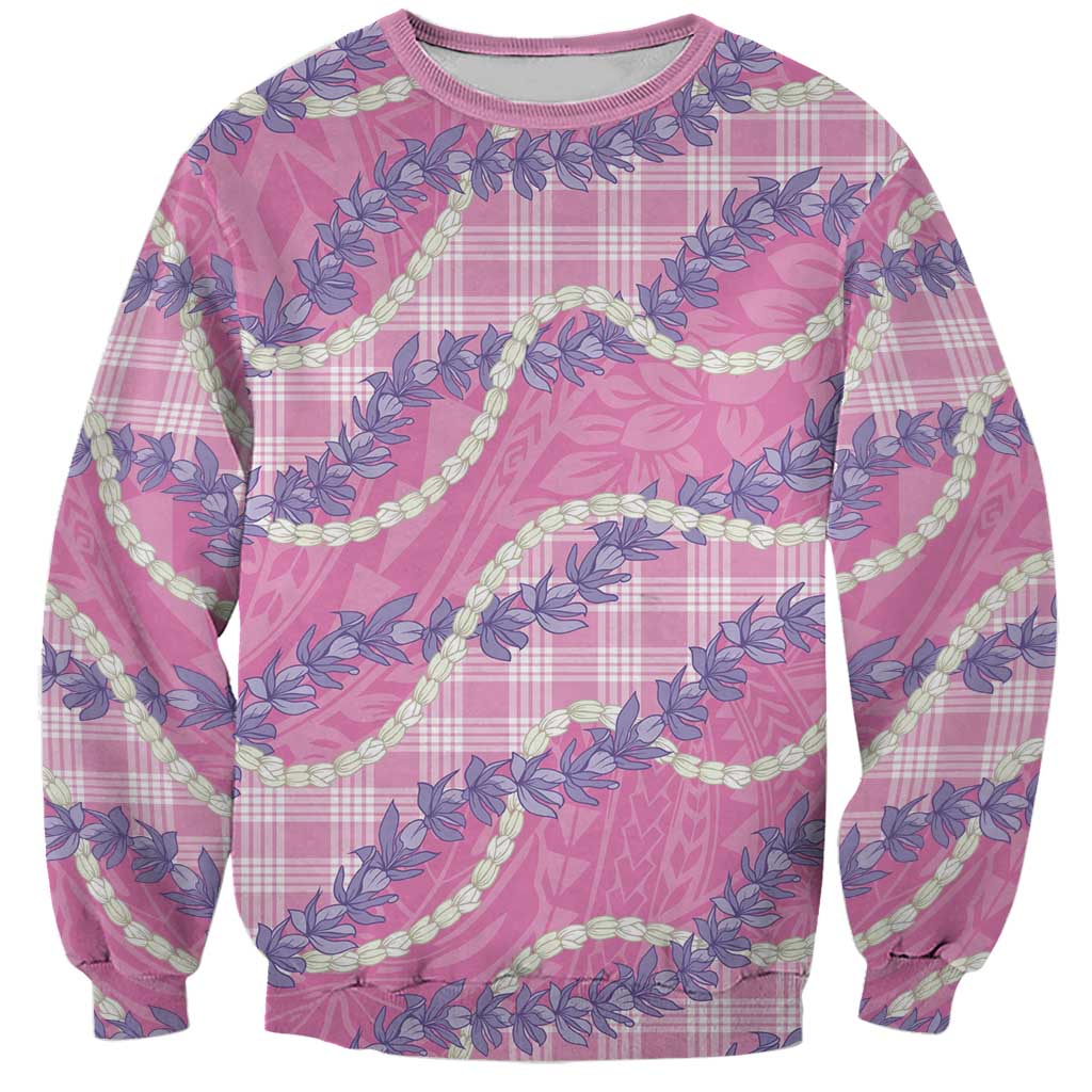 Pink Hawaii Palaka Honohono Pikake Sweatshirt Hawaiian Orchid Lei Polynesian Pattern LT14 Unisex Pink - Polynesian Pride