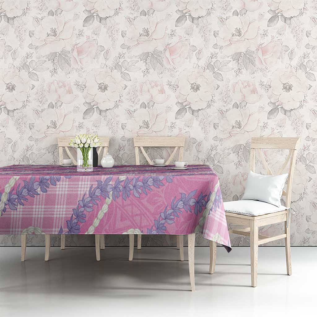 Pink Hawaii Palaka Honohono Pikake Tablecloth Hawaiian Orchid Lei Polynesian Pattern - Polynesian Pride