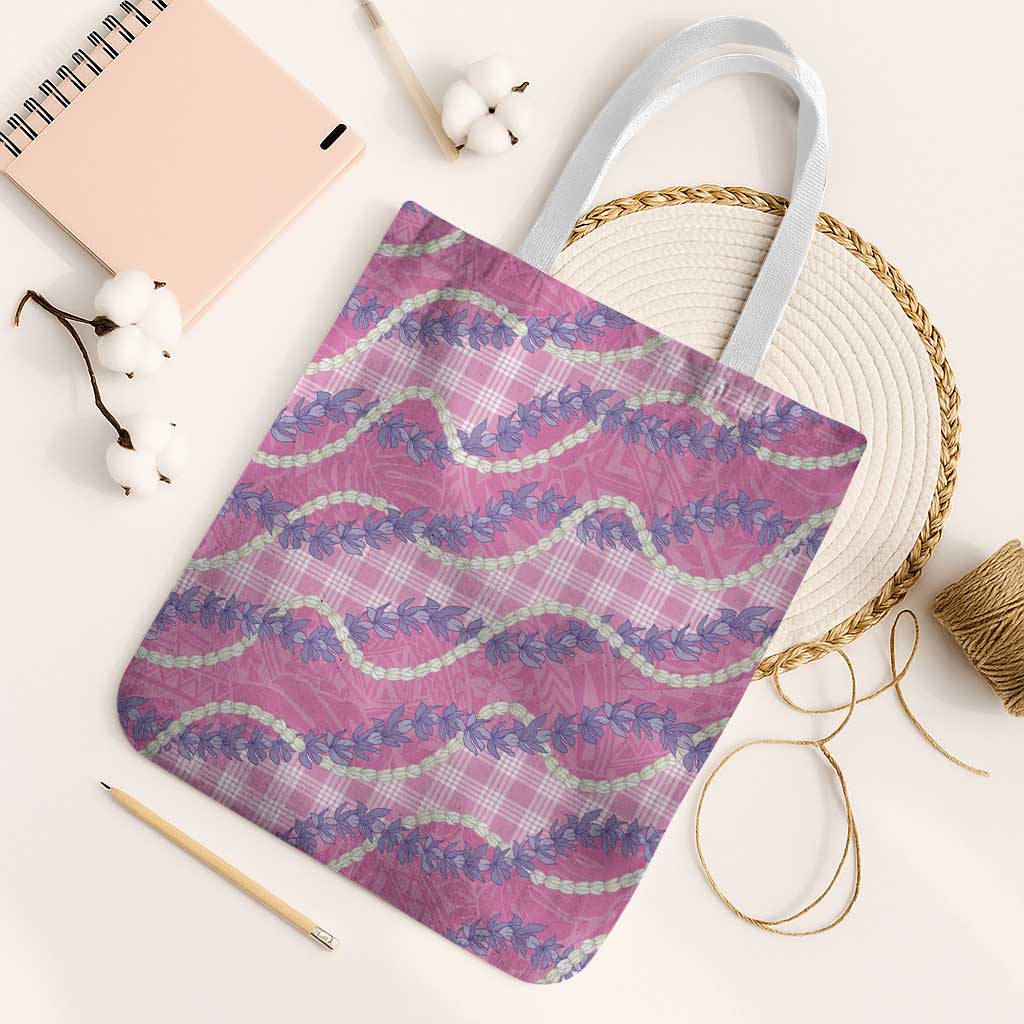 Pink Hawaii Palaka Honohono Pikake Tote Bag Hawaiian Orchid Lei Polynesian Pattern - Polynesian Pride