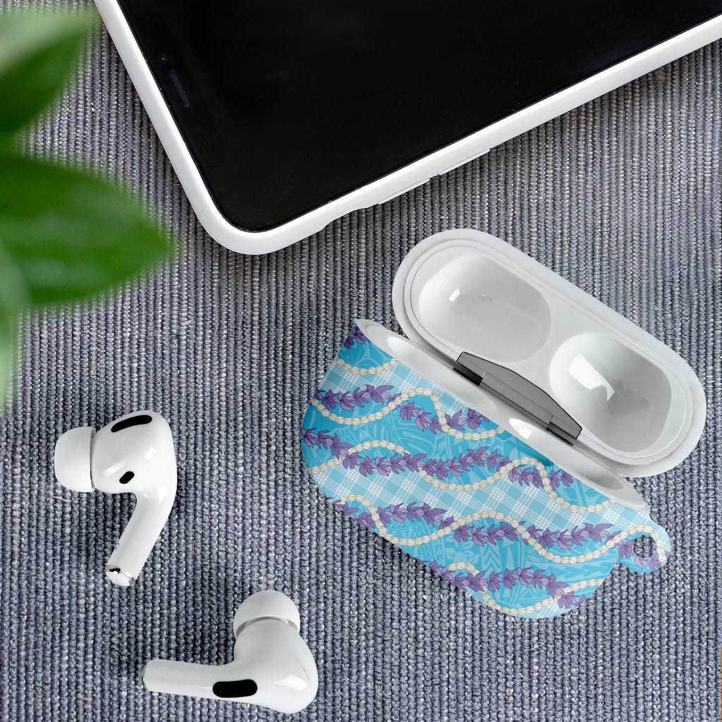 Blue Hawaii Palaka Honohono Pikake AirPods Case Hawaiian Orchid Lei Polynesian Pattern - Polynesian Pride