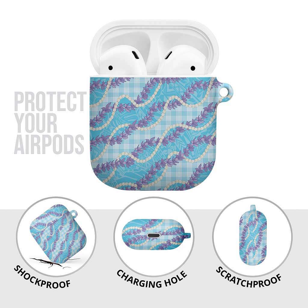 Blue Hawaii Palaka Honohono Pikake AirPods Case Hawaiian Orchid Lei Polynesian Pattern - Polynesian Pride